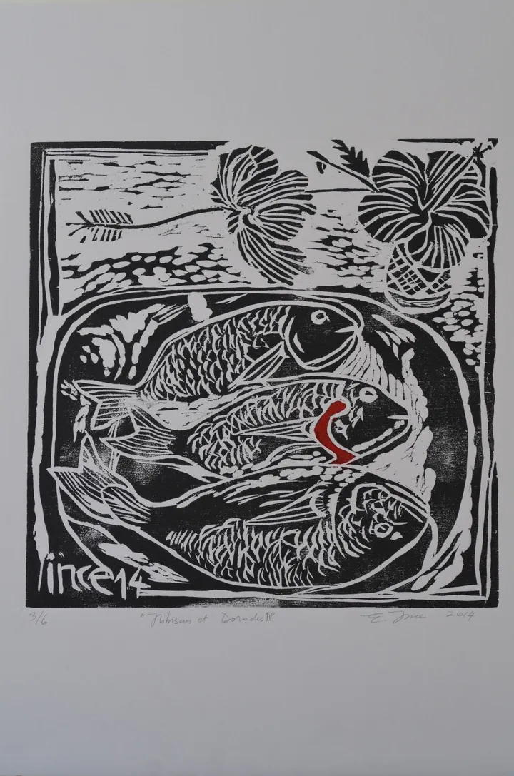 Hibiscus and Seabass, artwork by Ersin Lübbe-ince