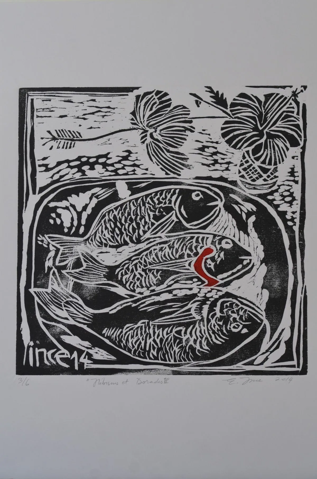 Hibiscus and Seabass, artwork by Ersin Lübbe-ince