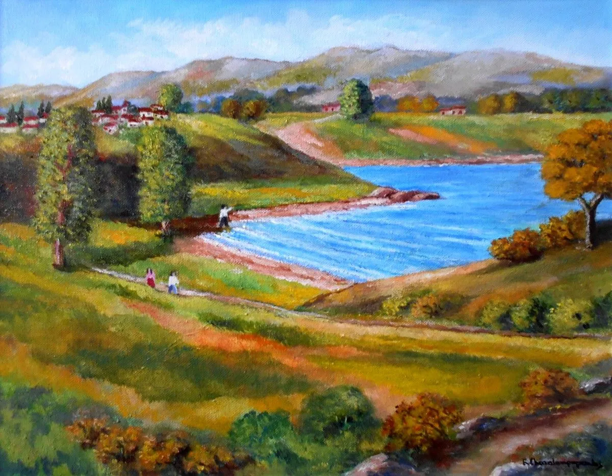 THE LANDSCAPE  AROUND  LAKE PRESPA IN GREECE, œuvre de Konstantinos Charalampopoulos
