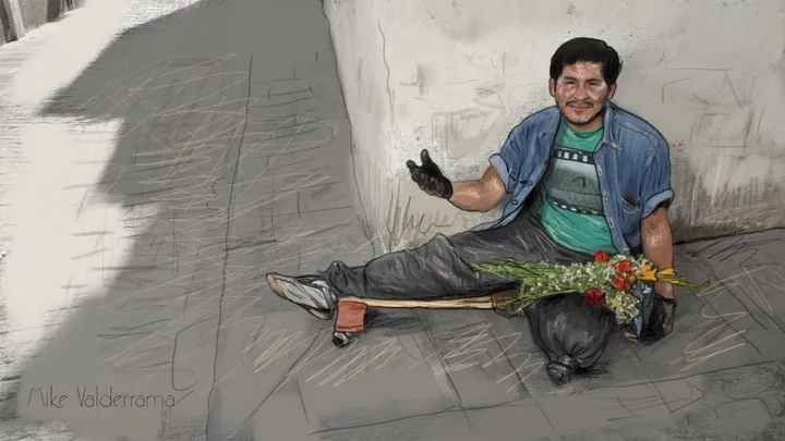 Vendedor de flores, œuvre de Mike Valderrama