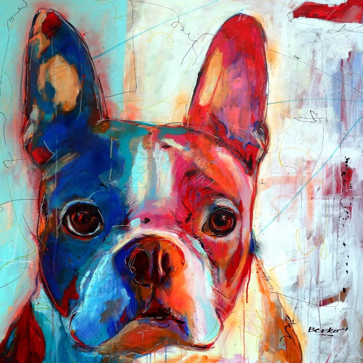 Boston Terrier, artwork by Berko .