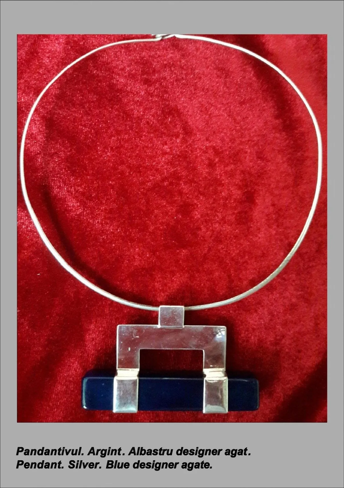 Pendant. Silver. Blu designer agate., artwork by Natalia Vavilina