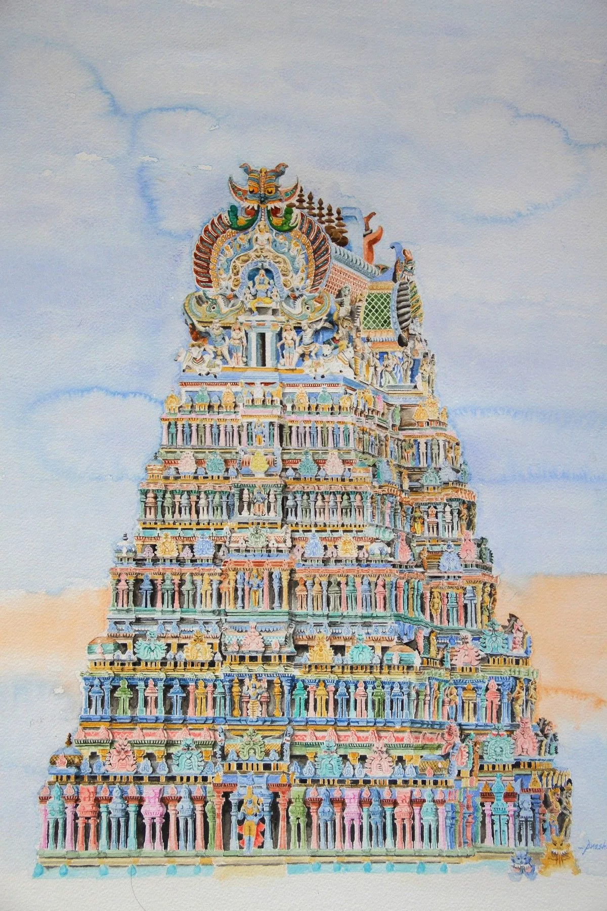 meenakshi temple, artwork by prashant prasad