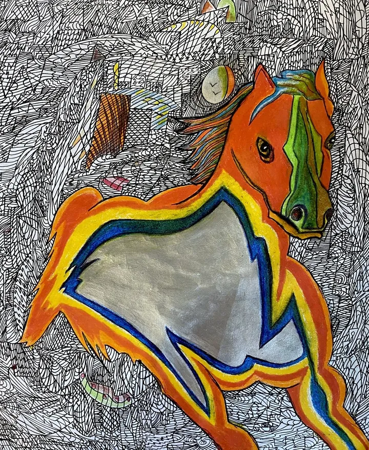Cheval qui chevauche, artwork by Denis Roucau