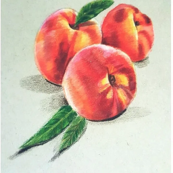 realistic peaches made with colorpencil, œuvre de yubirna paulino