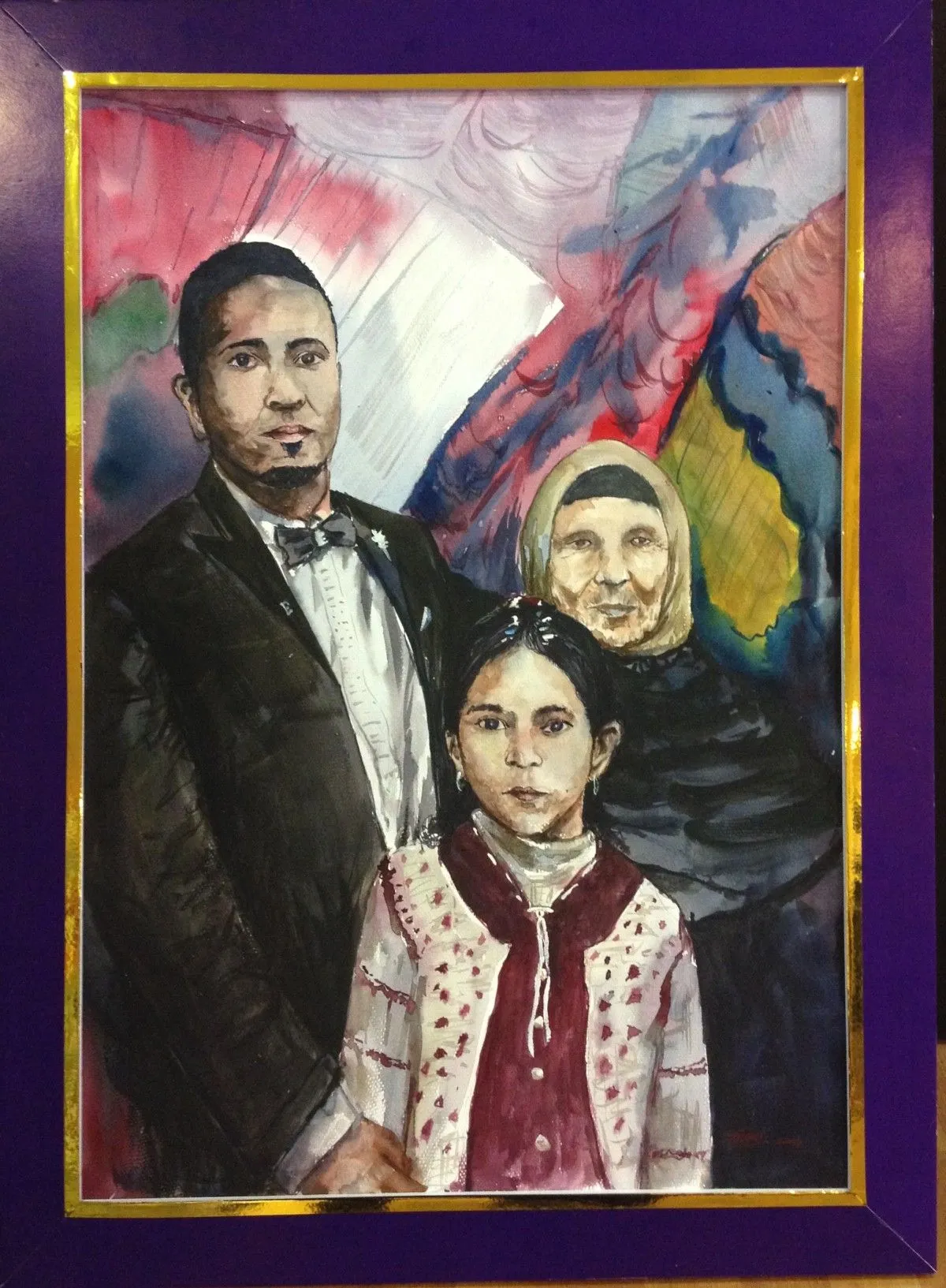 family painting, artwork by Gopi Shrestha