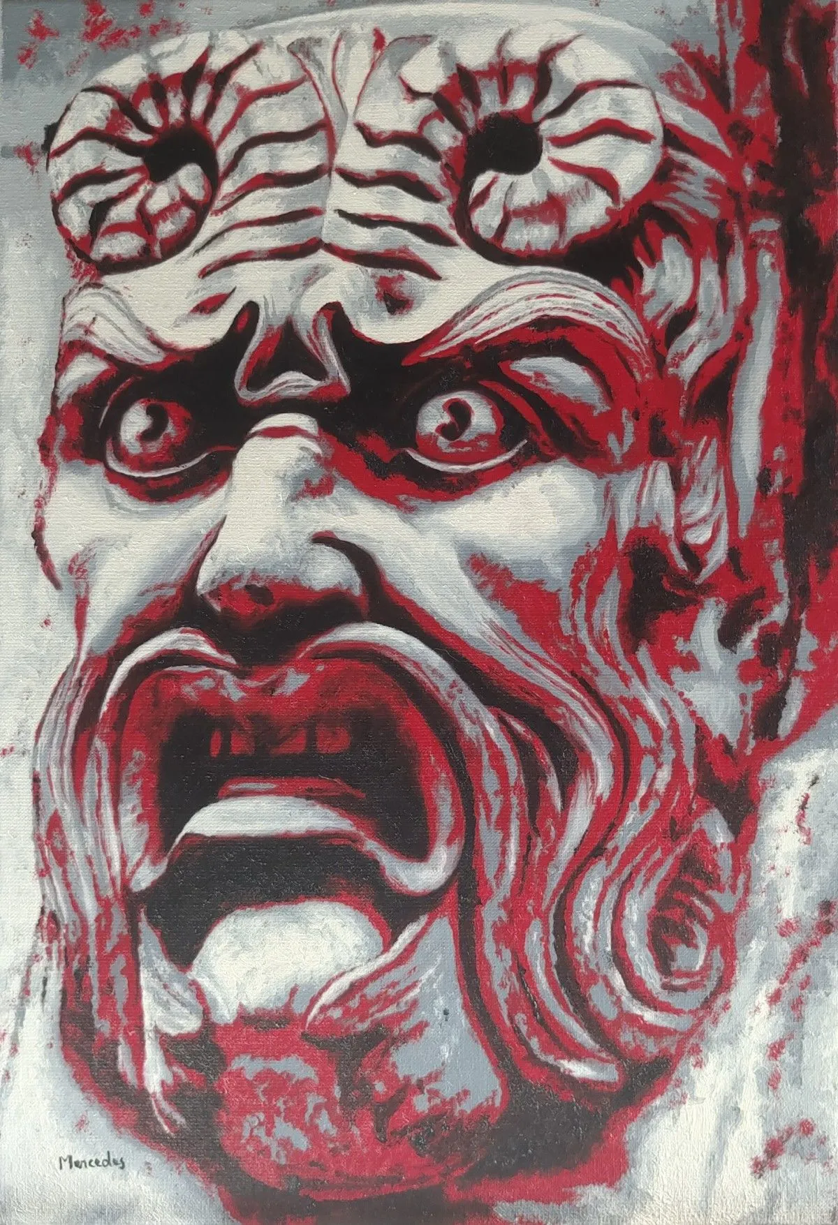 Inspiré d'un mascaron du Pont Neuf, œuvre de Pas dans la dentelle