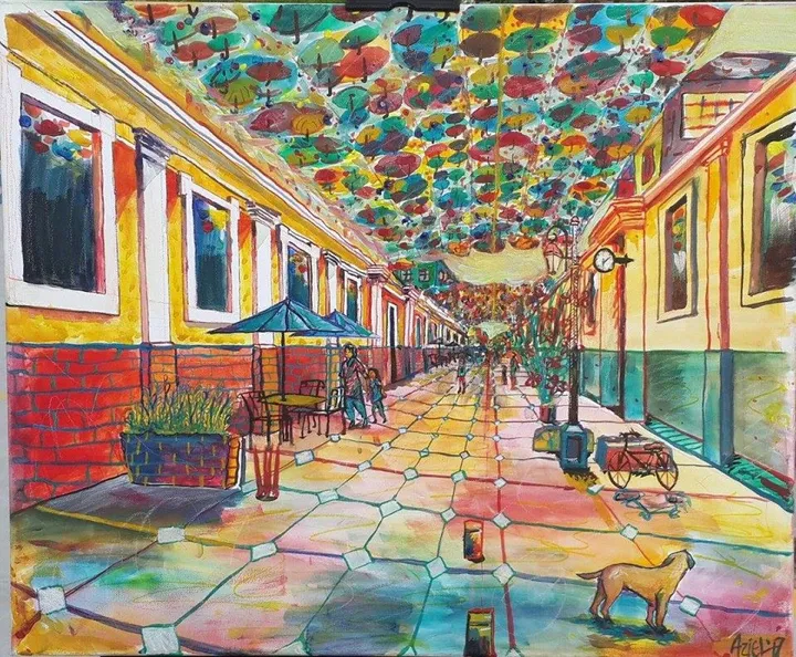 Sombrillas y El Perro, œuvre de Aziel Barrientos
