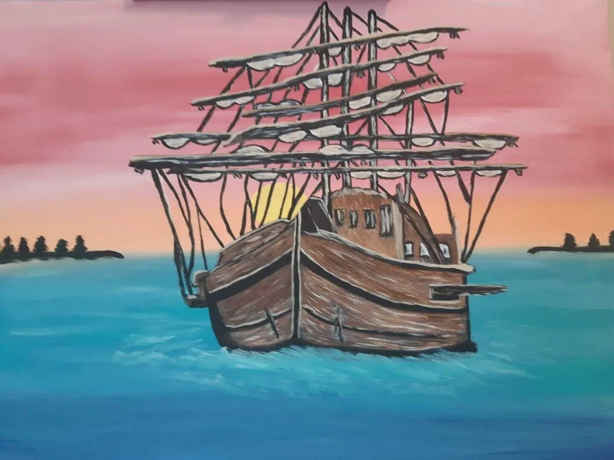 Bateau sur la rive, artwork by Josée Nicole Gauthier