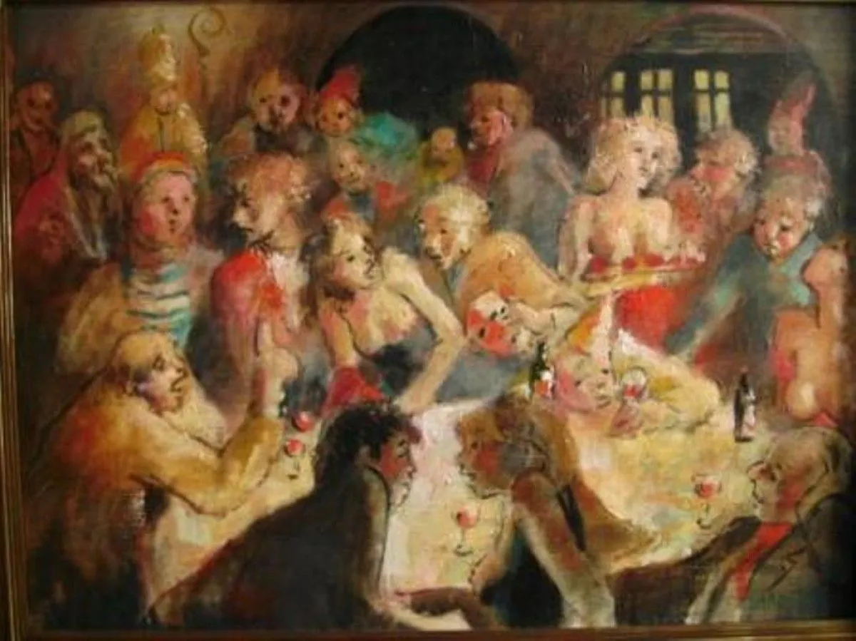 La fête chez Marcel, œuvre de Claude HARDENNE