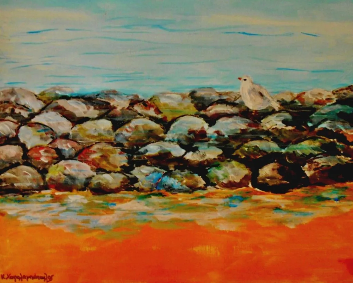 Seagul on stones, œuvre de Konstantinos Charalampopoulos