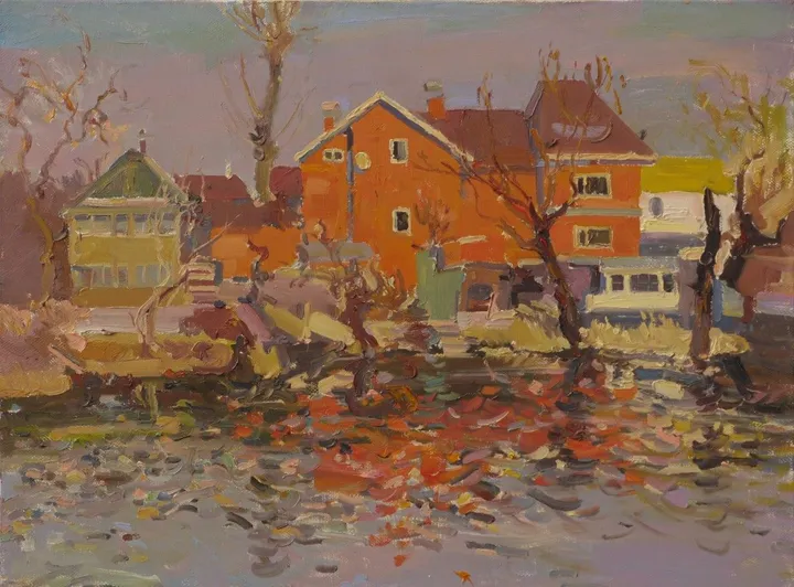 Red buildings, œuvre de Victor Onyshchenko
