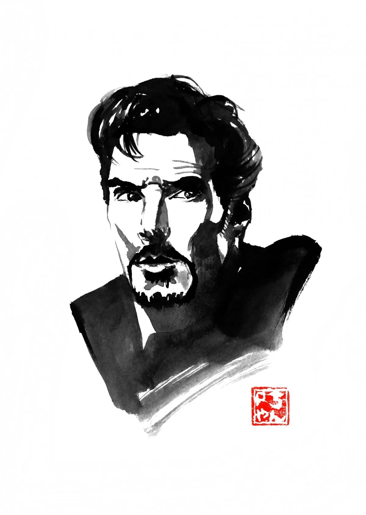 doctor strange, œuvre de pechane sumi-e