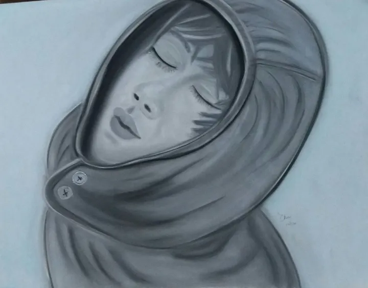 Boy in the snow, artwork by Elsie Brummer