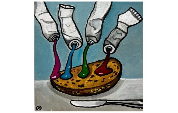 painting on my bread, œuvre de philippe van goethem