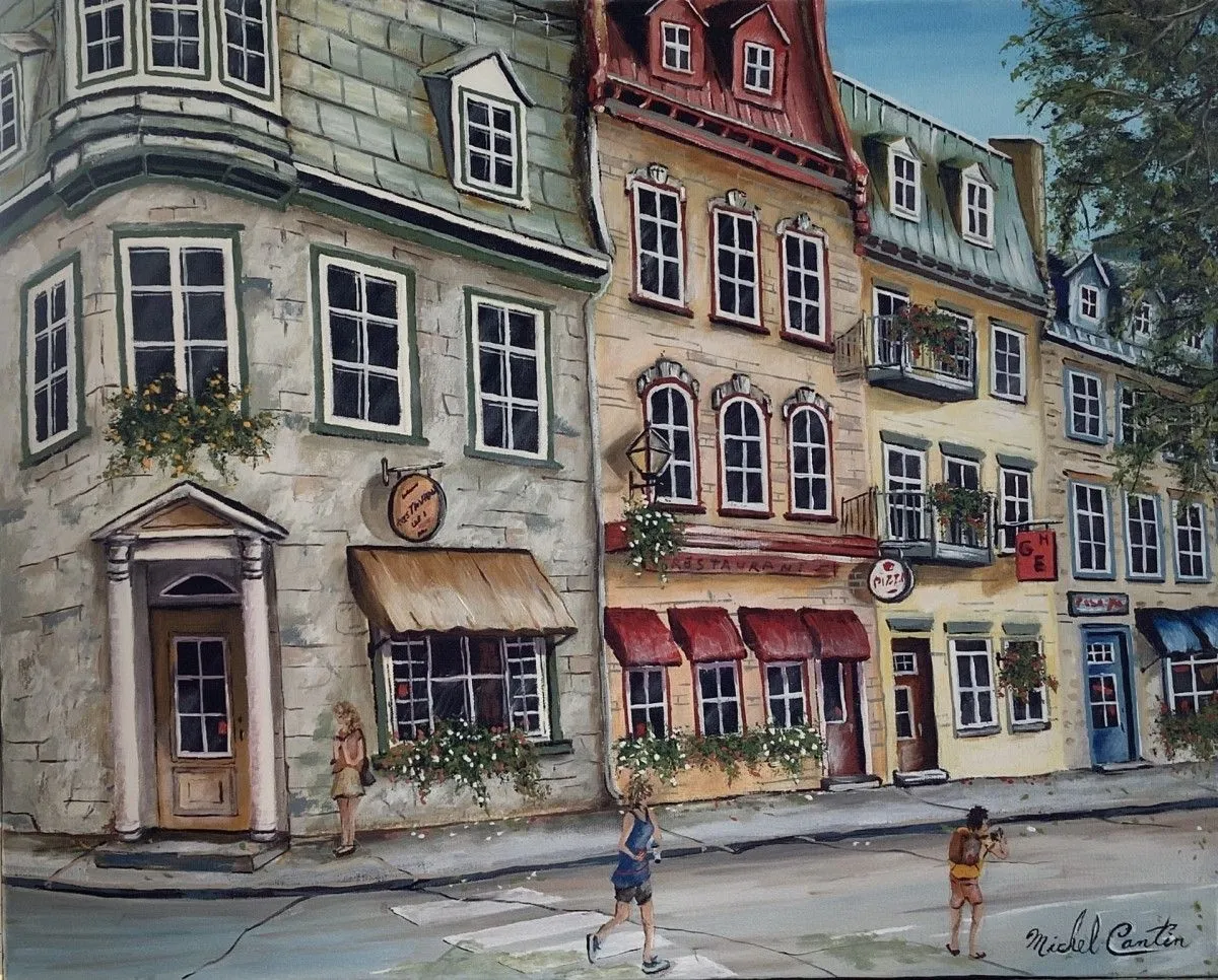 En vacances rue St-Louis, œuvre de Michel Cantin