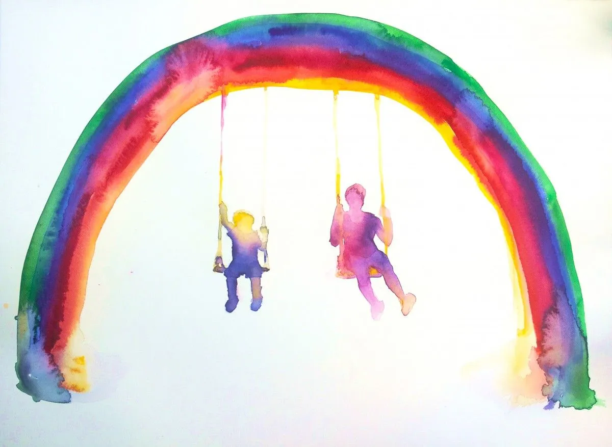 Summer days, childhood and rainbow, artwork by marija colic
