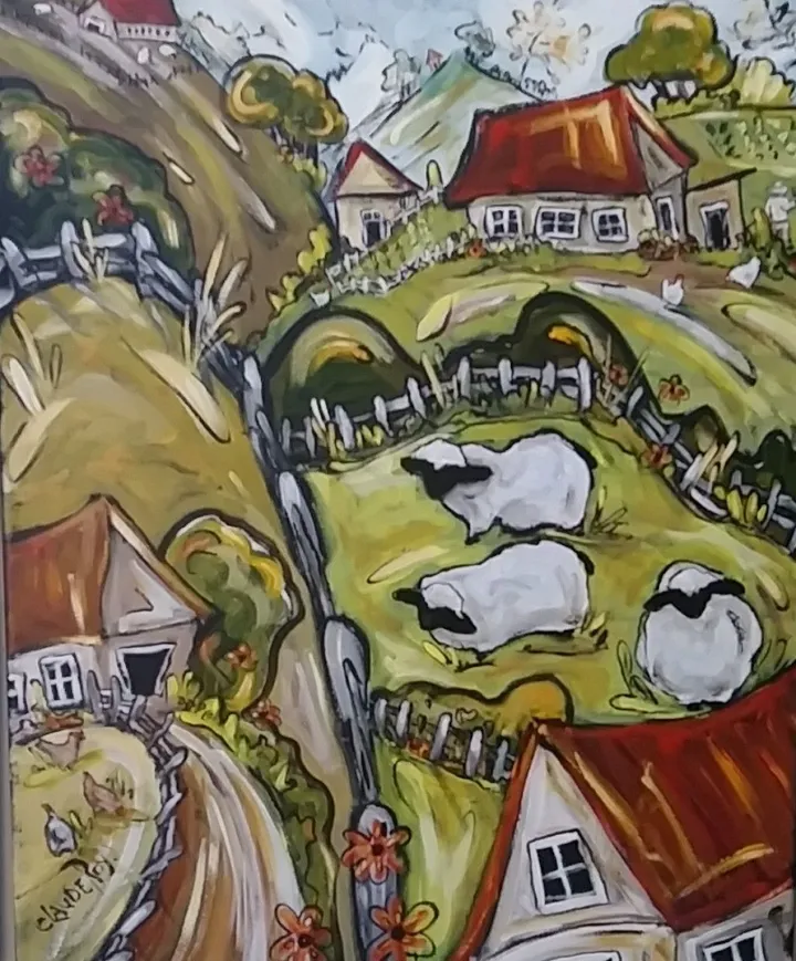 Tourne juste à gauche....enfin le printemps, artwork by Claudette Roy
