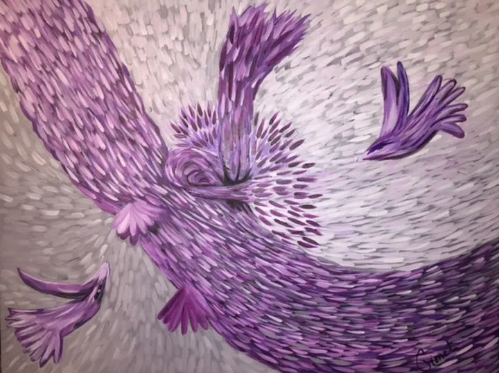 L'envolée mauve, œuvre de Muriel Gionet