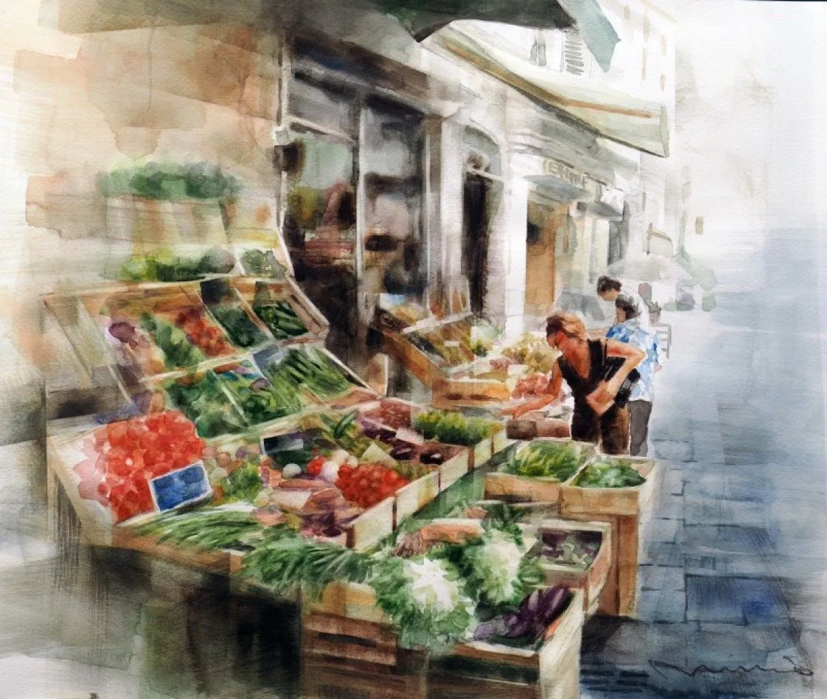 Fruit and vegetable shop, artwork by Misure Nien