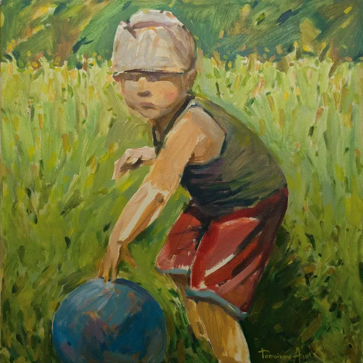 Kid with ball, œuvre de Anatolii TOMOIANU