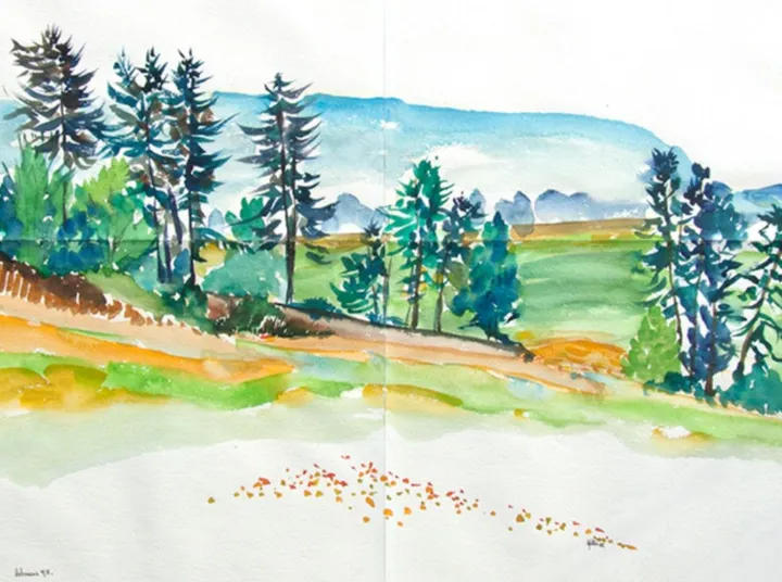 Paysage aux sapins, artwork by Alain HALTER