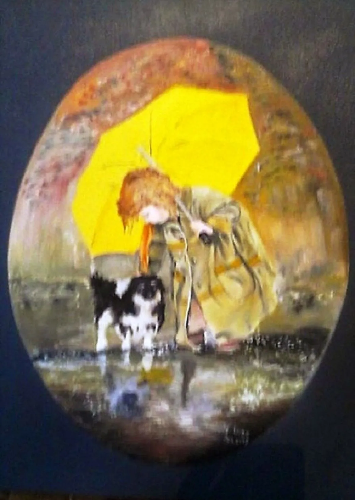 Girl with dog in the rain, œuvre de Urse Mihai Eugen