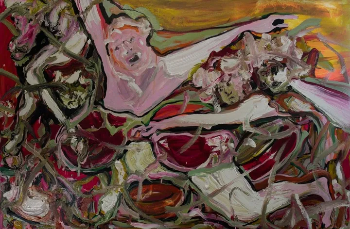 Charmeur de serpents., artwork by Charaf El Ghernati
