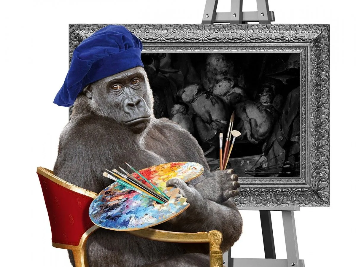 Gorilla painter, artwork by Anatolii TOMOIANU