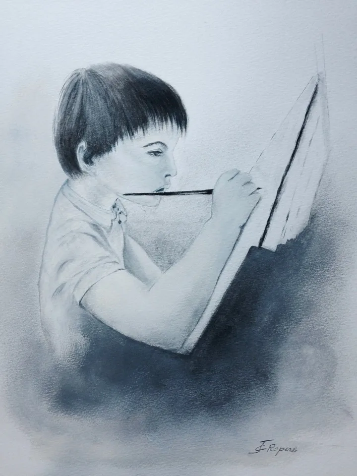 studieux, œuvre de Jacqueline Ropers