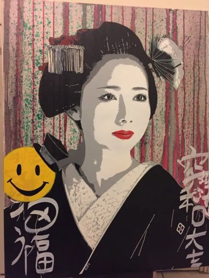 geisha au smiley, artwork by elip6 elip6