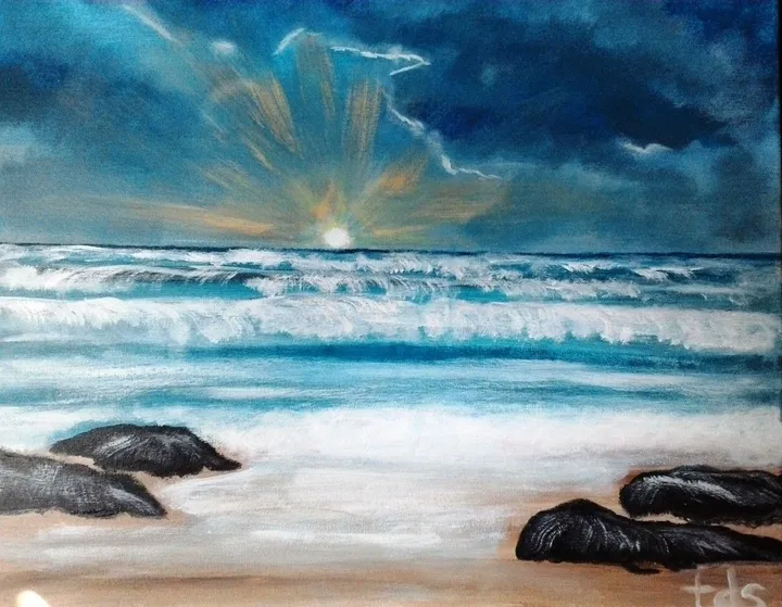 "Sunset on the Beach", œuvre de Taryn Simpson