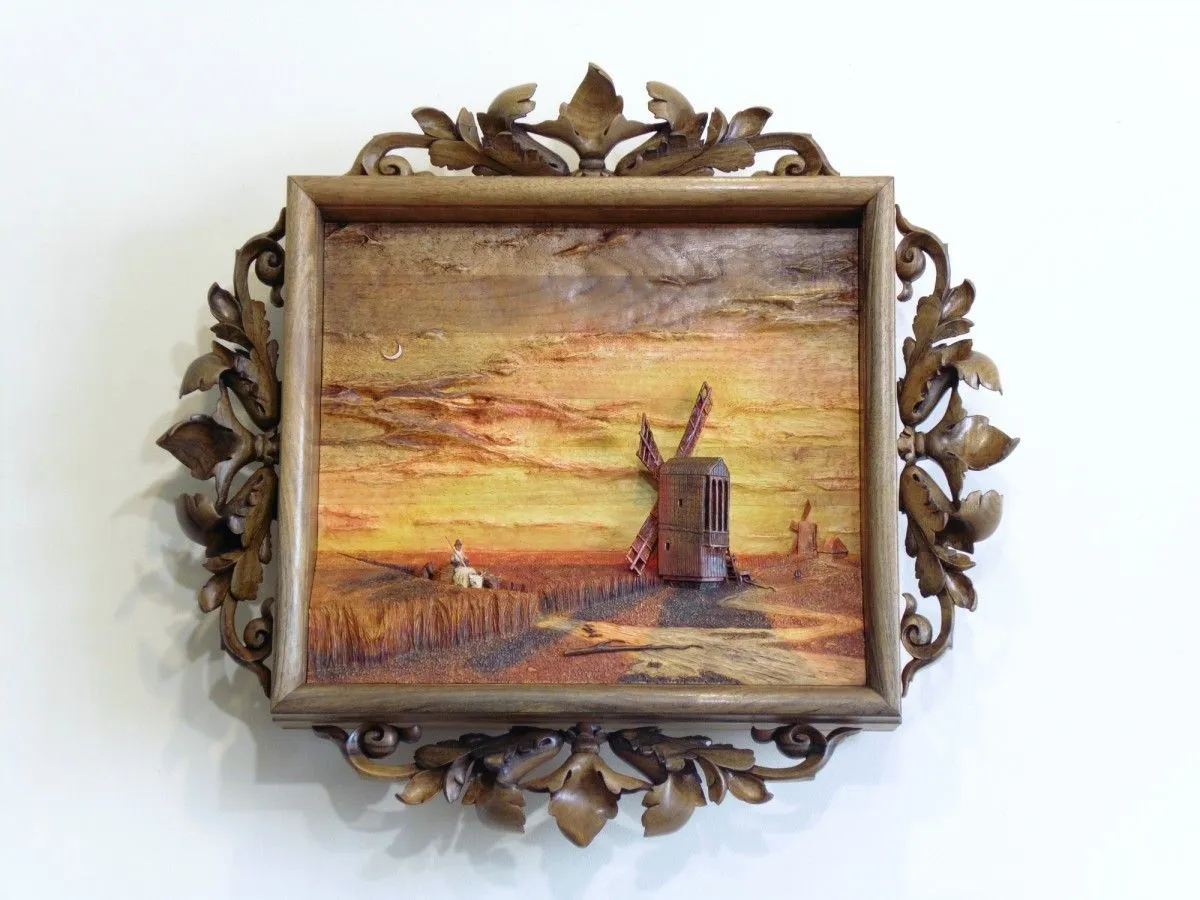 Windmills in the ukrainian steppe at the sunset, œuvre de Anton Bedletskyy