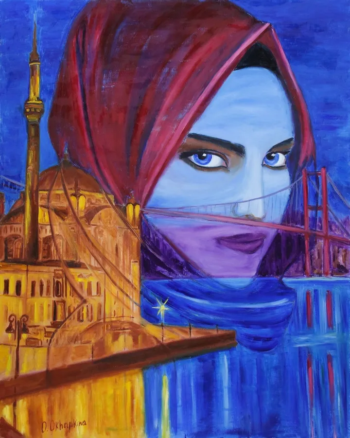 Woman-Turkey from series Women of the World, oil on canvas, artwork by Oksana Okhapkina