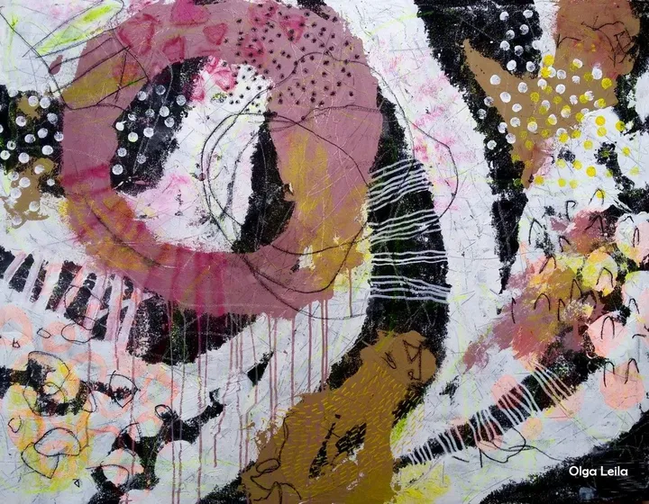 Composition sur blanc, œuvre de Olga Leila