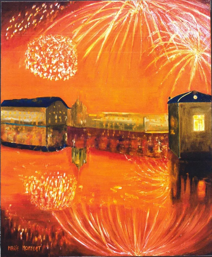 feux d'artifice sur l'eau au Château de Chantilly, artwork by marie momelat