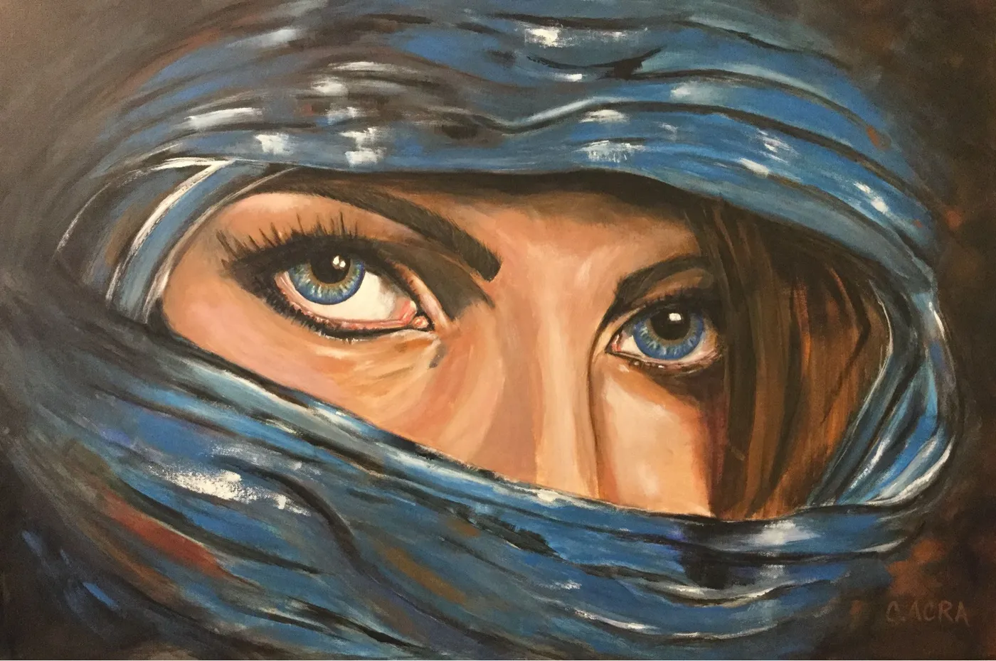 Mesmerizing Sapphire Gaze, artwork by Colette Acra