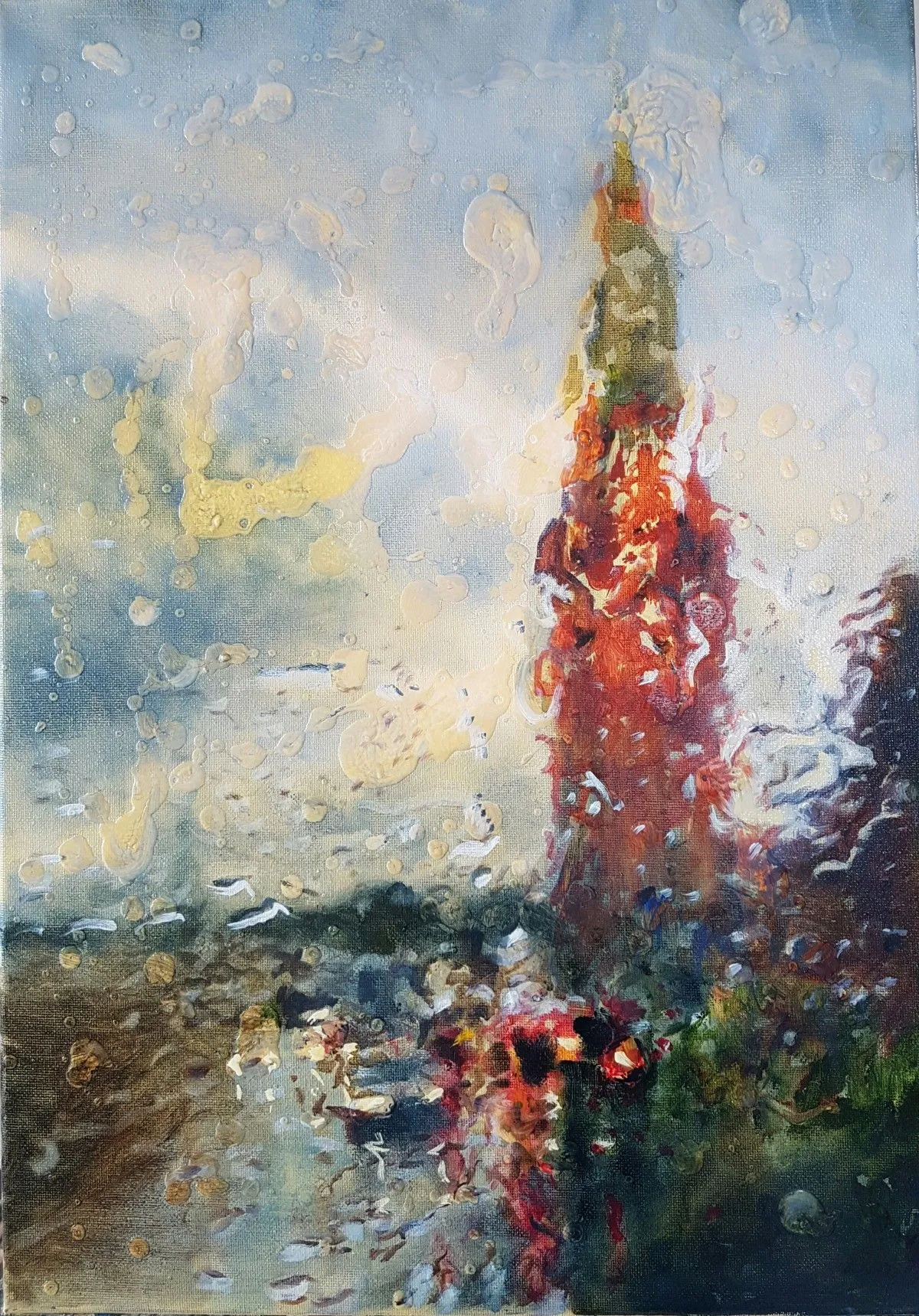 Kremlin Tower Rainy Day, artwork by Dmitry Semenkov