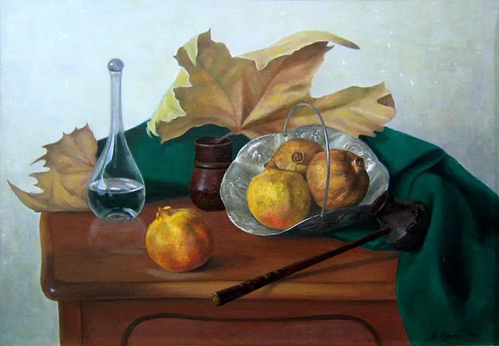Still life with rakija, œuvre de Vladimir Vlajic