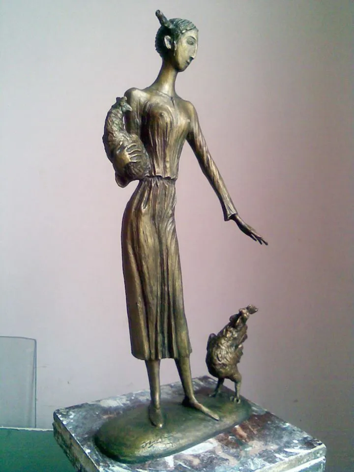 Girl and Rooster, artwork by ZAKIR AHMEDOV