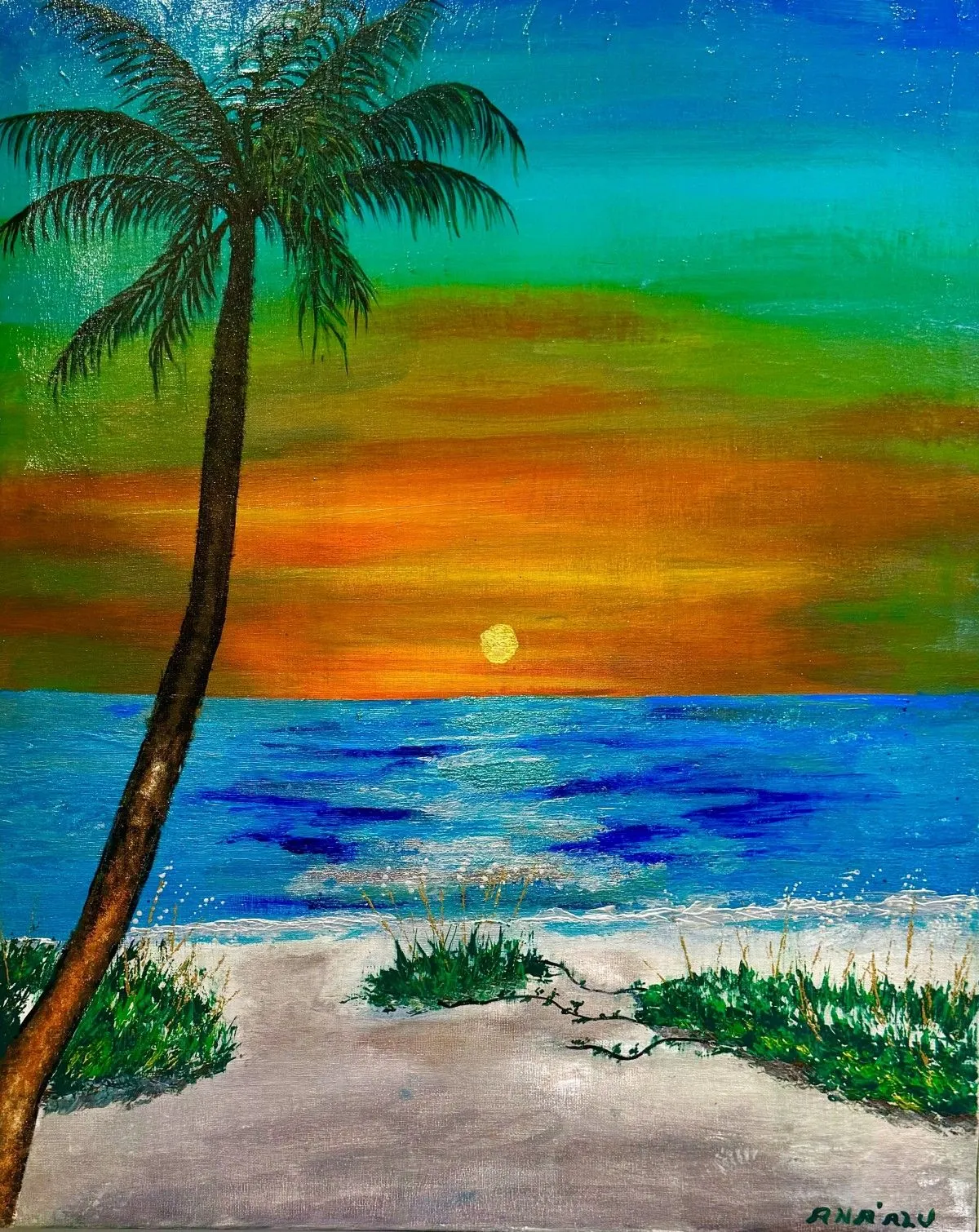 Tranquility Beach At Sunset, œuvre de Andrew (Ana' Alu) Hollimon