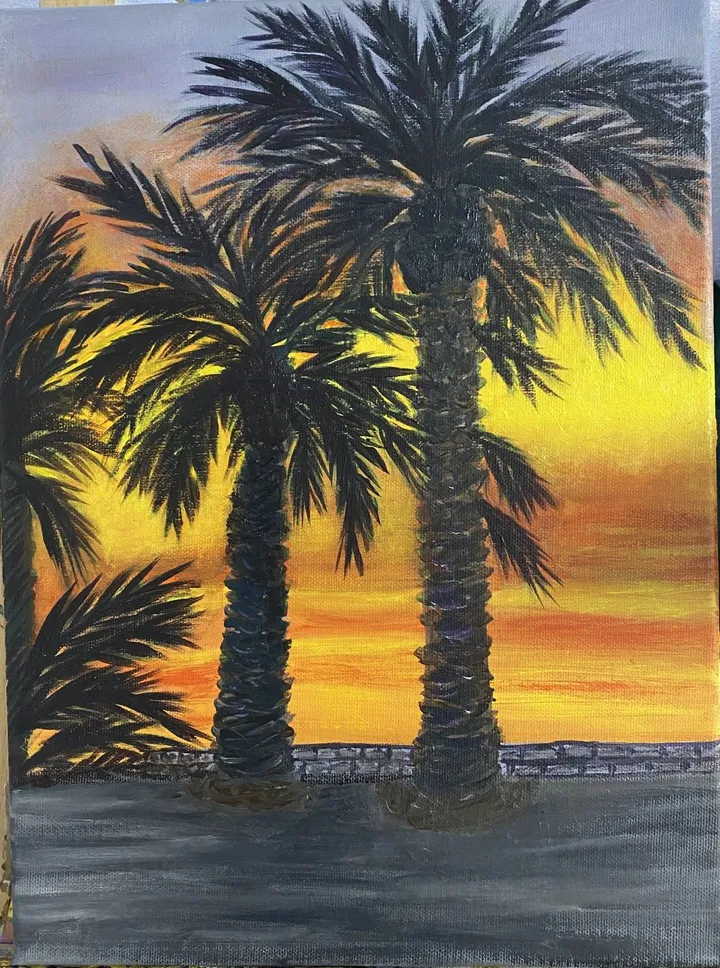 Coucher de soleil à Torrevieja, œuvre de Anne Antoine