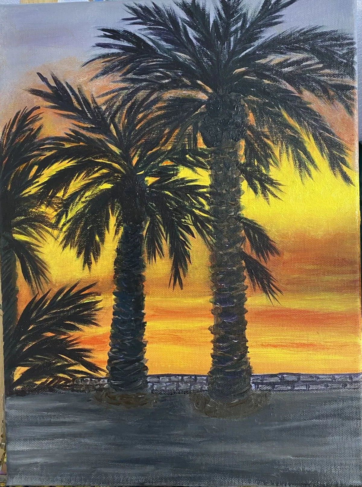 Coucher de soleil à Torrevieja, œuvre de Anne Antoine