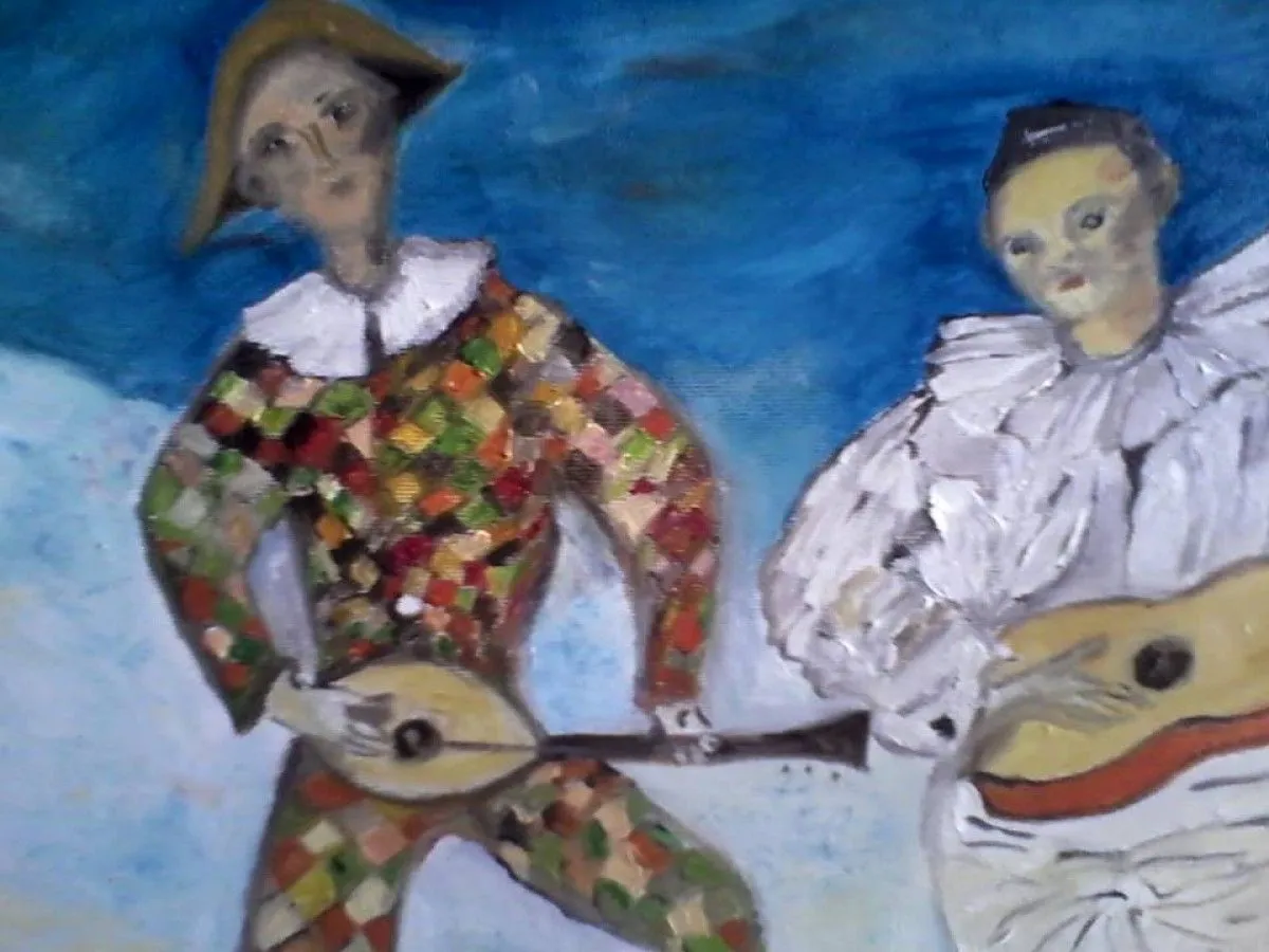Pierrot et Arlequin, artwork by Virginica Bobolocu