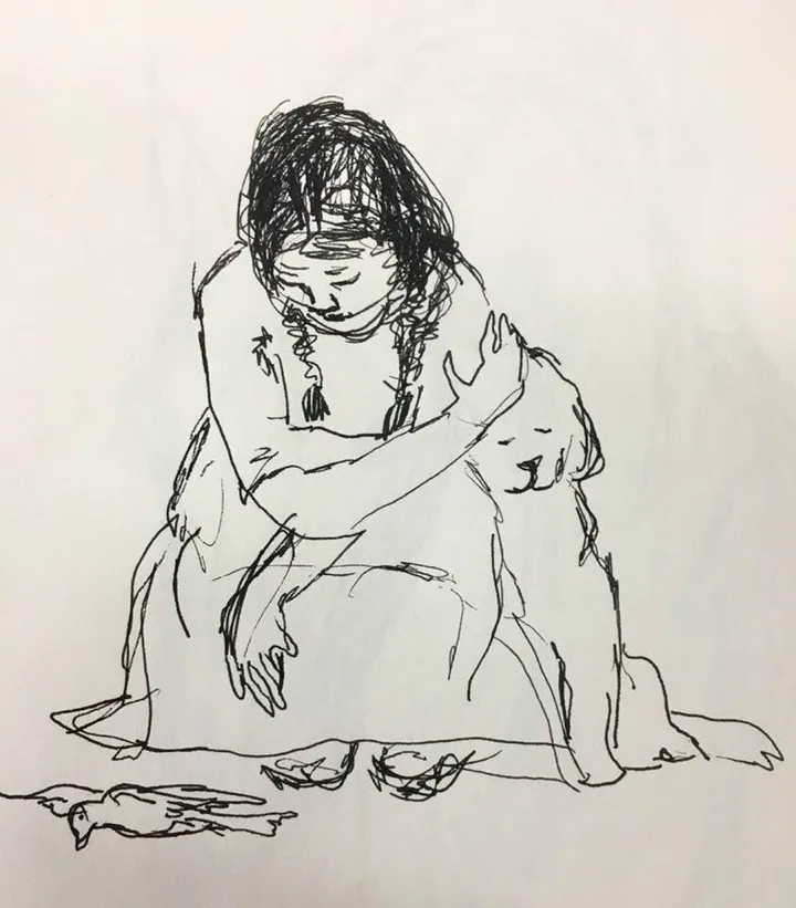 Death of a Dove, artwork by Ursula Lampron