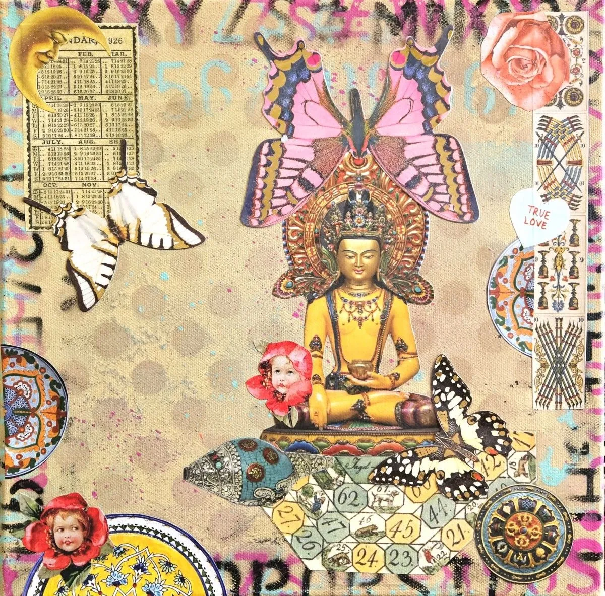 Golden Moon Buddha, œuvre de Lorette C Luzajic