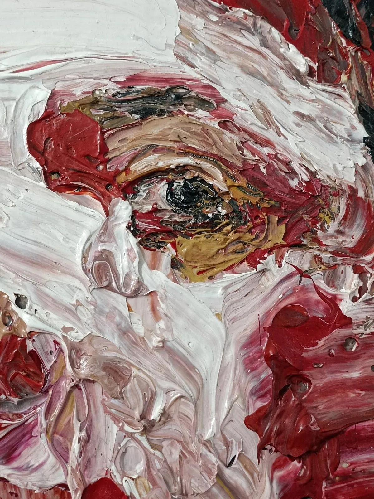 Self portait in red, artwork by Rifat Ara Mim