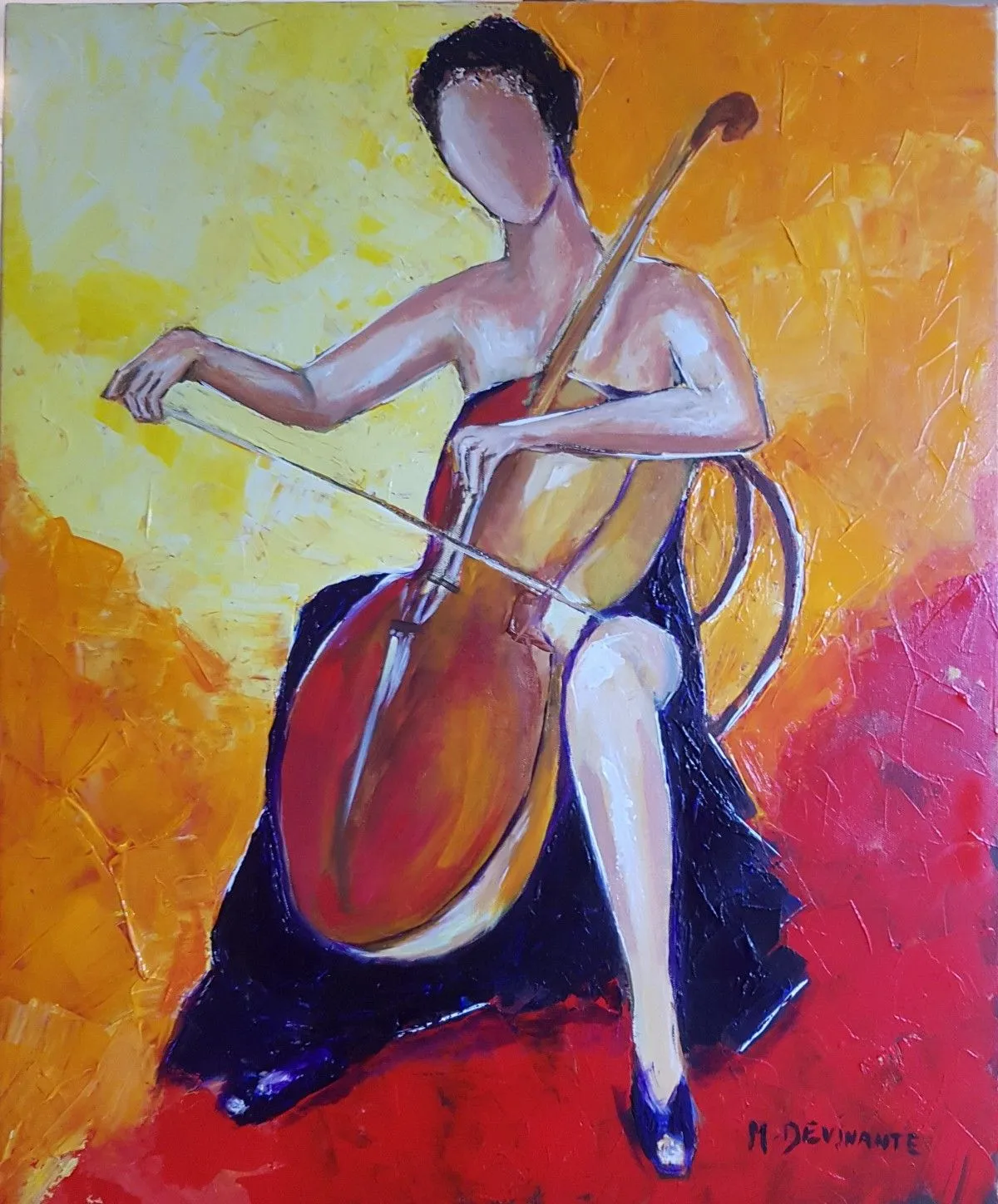 LA VIOLONCELLISTE, artwork by Michèle DEVINANTE