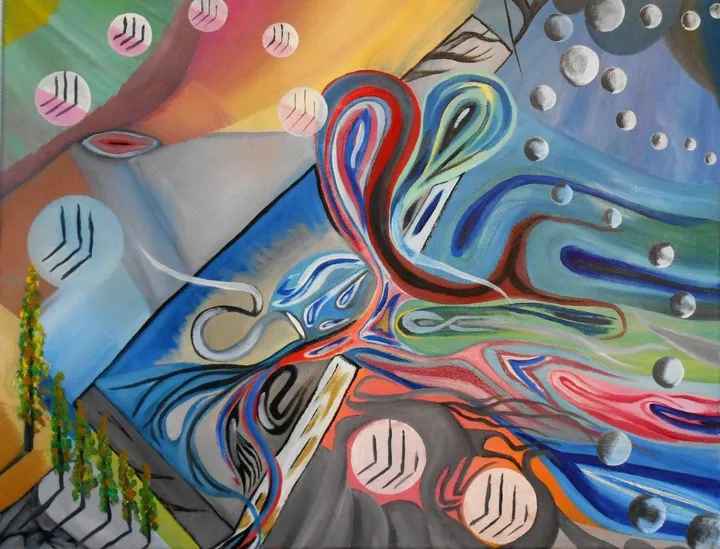 oil "Flug der Planeten", œuvre de Hansjörg Hermann