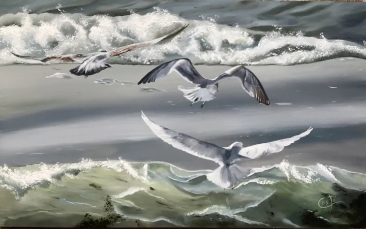 Vol a fleur d'eau, œuvre de Lise Côté